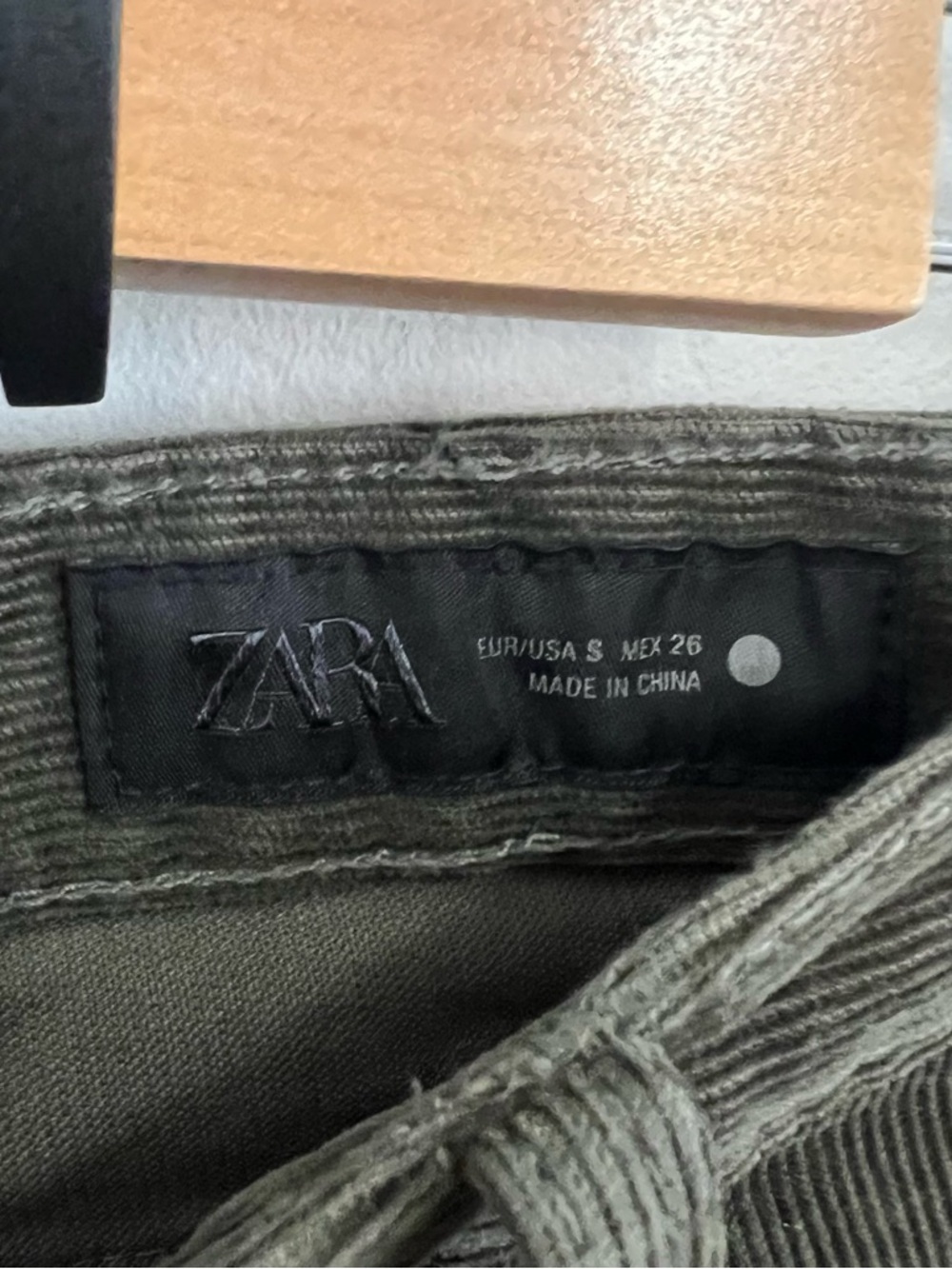 NWT Zara Dark Olive/Brown Corduroy Pants Career Careerwear Work Office Wide Leg - Picture 5 of 9